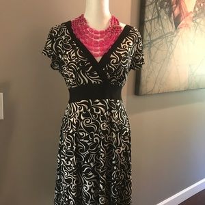 White House - Black Market dress, scroll pattern.